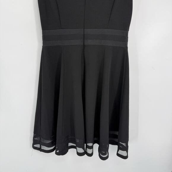 Calvin Klein Black Fit Flare Dress Sleeveless Mesh Hem Size 10 Business Party - Picture 8 of 13